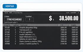 Pantalla de ventas Mercatto